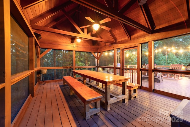 560 Blue Sky Dr, Dallas, NC 28034 - sunroom with ceiling fan, a sauna / steam room, and outdoor dining area