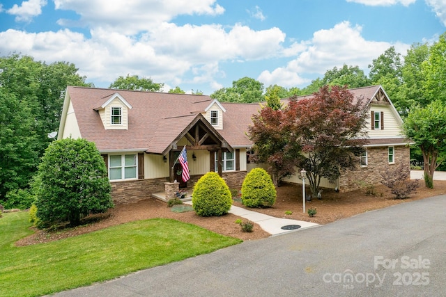 560 Blue Sky Dr, Dallas, NC 28034 - cape cod house with stone siding and a front lawn