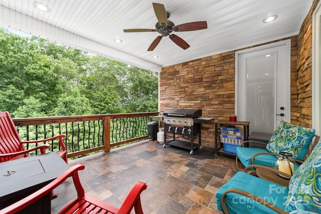 560 Blue Sky Dr, Dallas, NC 28034 - view of patio with a ceiling fan and a grill