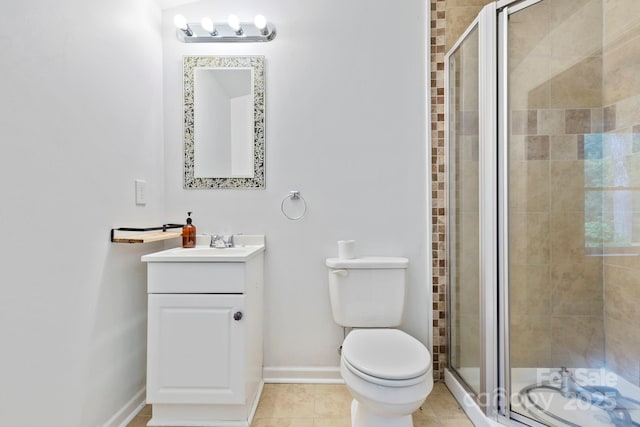 111 Grizzly Den Way, Marion, NC 28752 - full bathroom with vanity, a stall shower, toilet, and baseboards