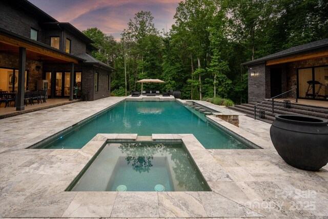3020 Brooks Mill Ln, Wingate, NC 28174 - view of swimming pool featuring a patio area and a pool with connected hot tub