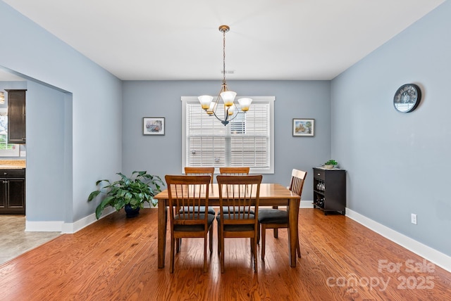 21 Henbit Way, Arden, NC 28704 - dining space with a chandelier, healthy amount of natural light, baseboards, and light wood finished floors