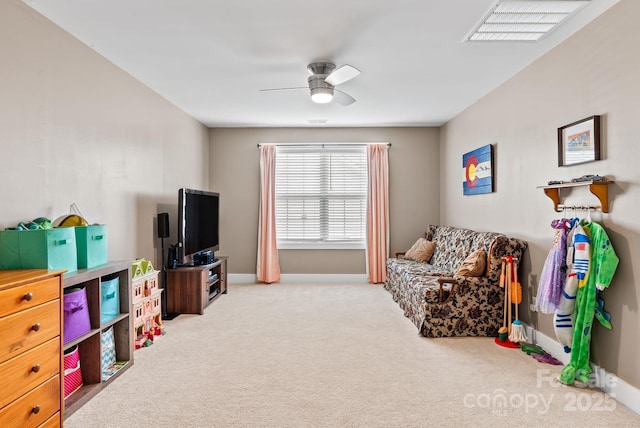 21 Henbit Way, Arden, NC 28704 - living room with ceiling fan, carpet flooring, and baseboards