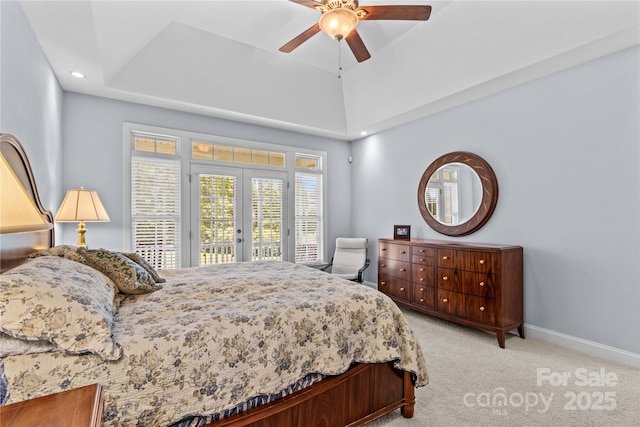 1070 Blueberry Rd, Salisbury, NC 28147 - bedroom featuring access to outside, light colored carpet, baseboards, a ceiling fan, and recessed lighting