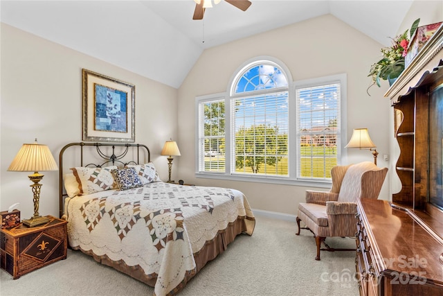 1070 Blueberry Rd, Salisbury, NC 28147 - carpeted bedroom with lofted ceiling, baseboards, and a ceiling fan