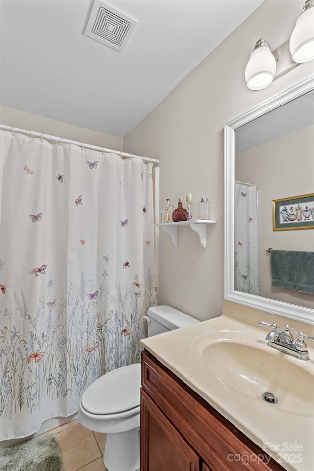 1070 Blueberry Rd, Salisbury, NC 28147 - bathroom with toilet, vanity, tile patterned flooring, and a shower with shower curtain