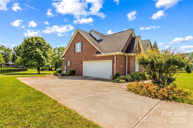 1070 Blueberry Rd, Salisbury, NC 28147 - view of side of property with brick siding, a garage, a shingled roof, and driveway