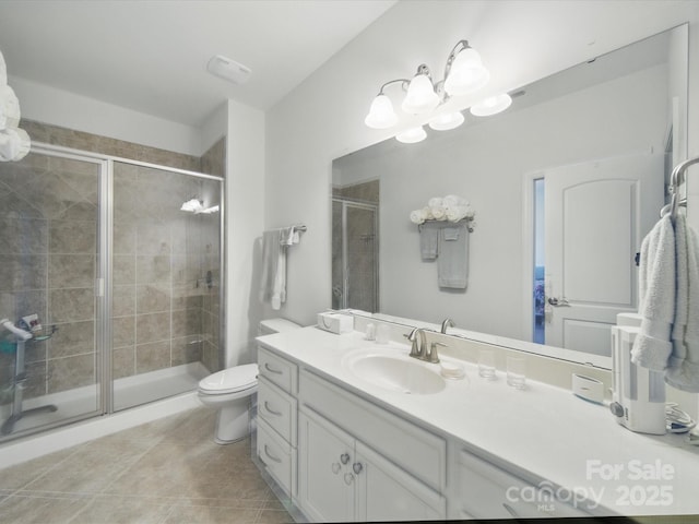 1004 Fairbanks Ct, Indian Trail, NC 28079 - full bath with vanity, a stall shower, toilet, and tile patterned flooring