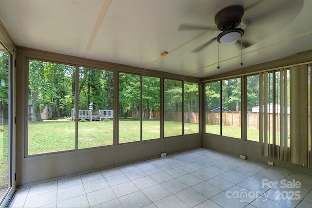 5233 Great Wagon Rd, Charlotte, NC 28215 - unfurnished sunroom with a ceiling fan and healthy amount of natural light