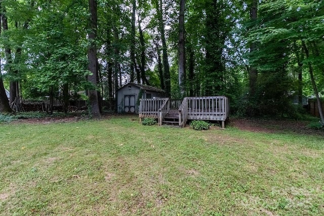 5233 Great Wagon Rd, Charlotte, NC 28215 - view of grassy yard with a deck