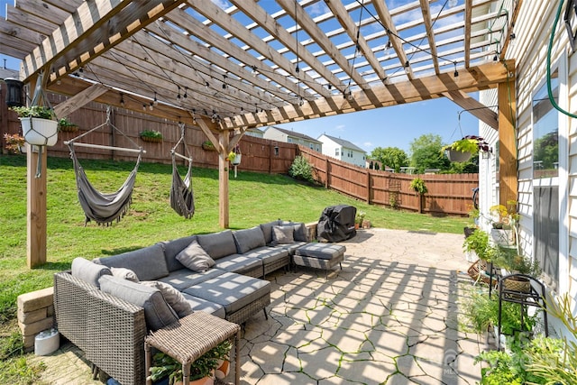 2636 Forest Grove Ct, Charlotte, NC 28269 - view of patio with outdoor lounge area and a pergola