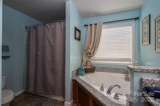 792 Carolina Mill Cir, Lincolnton, NC 28092 - bathroom with a garden tub, toilet, and a shower with curtain