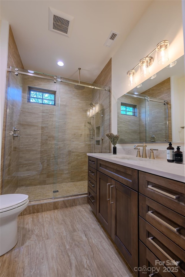 615 Macallan Dr Unit 321, Waynesville, NC 28786 - full bath with vanity, tiled shower, toilet, and marble finish floors