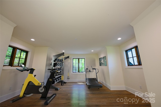 615 Macallan Dr Unit 321, Waynesville, NC 28786 - workout room with plenty of natural light, wood finished floors, baseboards, and recessed lighting