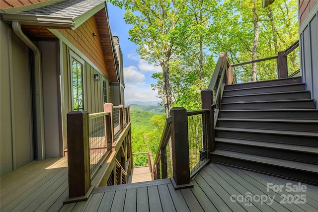 615 Macallan Dr Unit 321, Waynesville, NC 28786 - wooden terrace featuring stairs and a mountain view