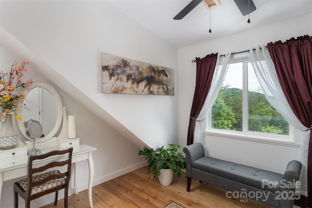 334 Arbra Mountain Way, Bostic, NC 28018 - sitting room featuring a ceiling fan, healthy amount of natural light, light wood finished floors, and baseboards