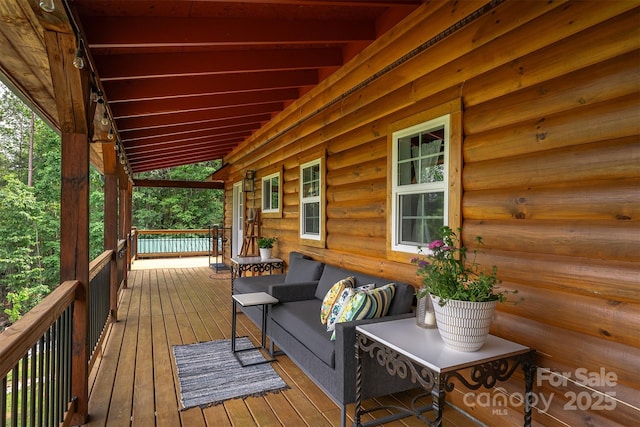 334 Arbra Mountain Way, Bostic, NC 28018 - wooden terrace with an outdoor living space