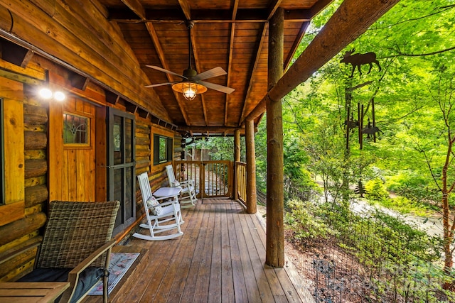 3739 Pickens Hwy, Rosman, NC 28772 - wooden terrace featuring ceiling fan