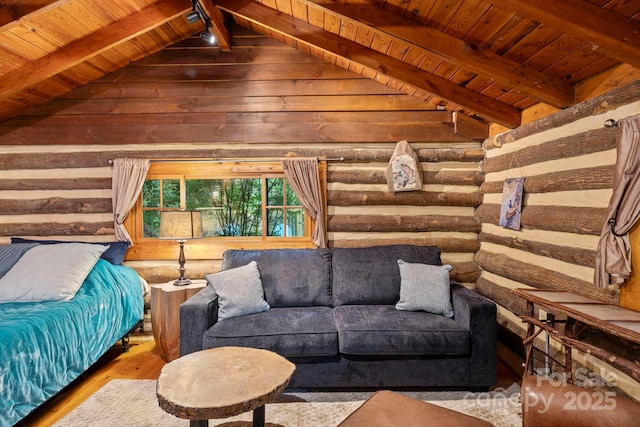 3739 Pickens Hwy, Rosman, NC 28772 - bedroom featuring wooden ceiling, wood finished floors, and rustic walls