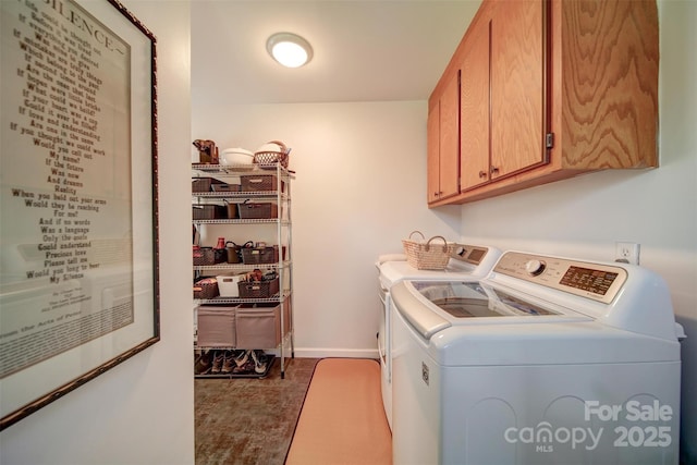 801 Witmore Rd, Wingate, NC 28174 - laundry area with separate washer and dryer, cabinet space, and baseboards