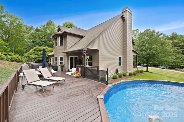 21 School House Rd, Pisgah Forest, NC 28768 - view of swimming pool featuring a deck and a lawn