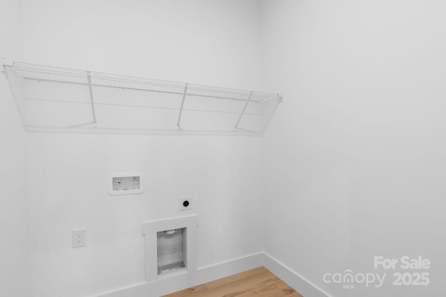 103 Churchill Dr, Kings Mountain, NC 28086 - laundry room with washer hookup, hookup for an electric dryer, light wood-style flooring, and baseboards