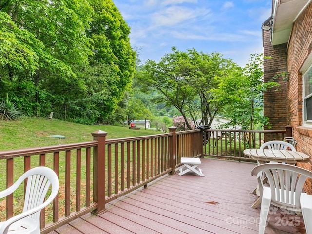 86 Hawk Haven Cv, Waynesville, NC 28786 - wooden terrace featuring a lawn