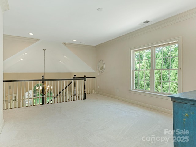 2516 Selwyn Ave, Charlotte, NC 28209 - unfurnished room with carpet, baseboards, ornamental molding, and recessed lighting