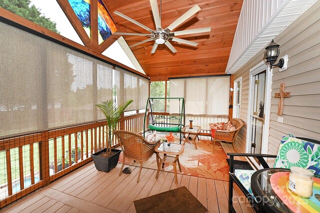 4646 River Run Cir, Hickory, NC 28602 - sunroom with a ceiling fan, healthy amount of natural light, and lofted ceiling