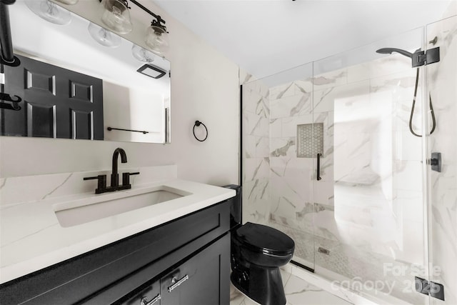 103 Fleetwood Rd, York, SC 29745 - bathroom with vanity, marble finish flooring, a marble finish shower, and toilet