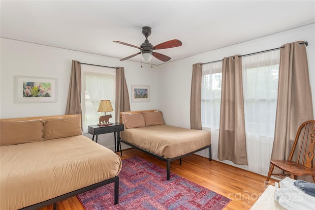 7 Grove St, Weaverville, NC 28787 - bedroom with wood finished floors and a ceiling fan