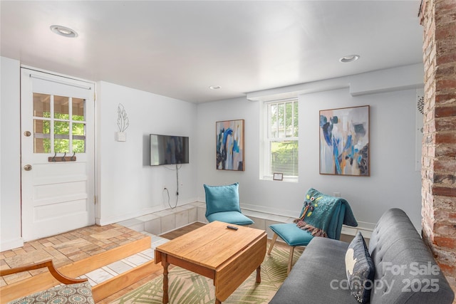 7 Grove St, Weaverville, NC 28787 - living area featuring plenty of natural light, baseboards, and recessed lighting