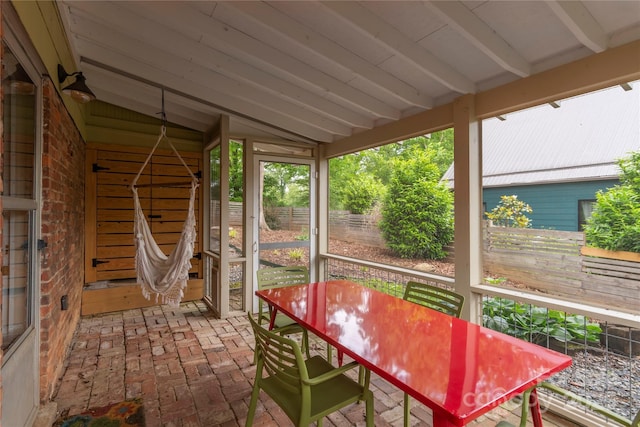 7 Grove St, Weaverville, NC 28787 - sunroom featuring lofted ceiling and outdoor dining area