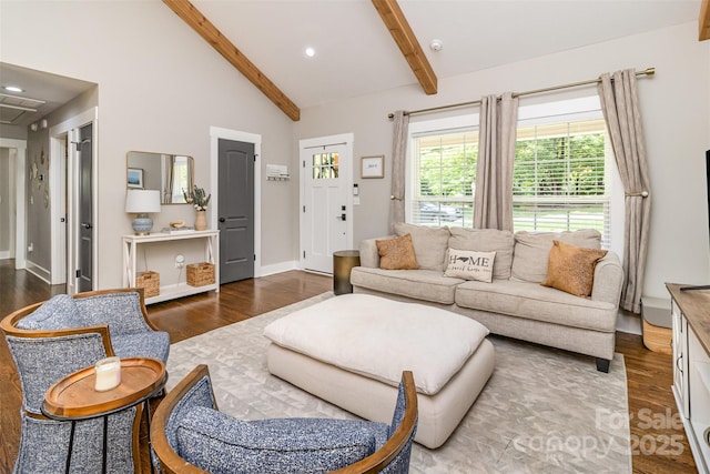1621 Brookdale Ave, Charlotte, NC 28210 - living room featuring wood finished floors, recessed lighting, and baseboards