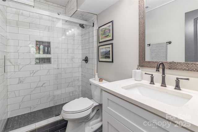 1621 Brookdale Ave, Charlotte, NC 28210 - full bath featuring vanity, toilet, and a tile shower