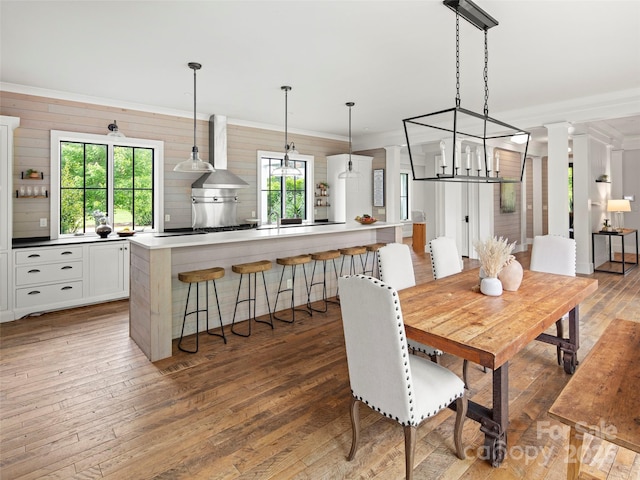 146 Lower Brush Creek Rd, Fletcher, NC 28732 - dining room featuring ornamental molding, light wood finished floors, and a chandelier