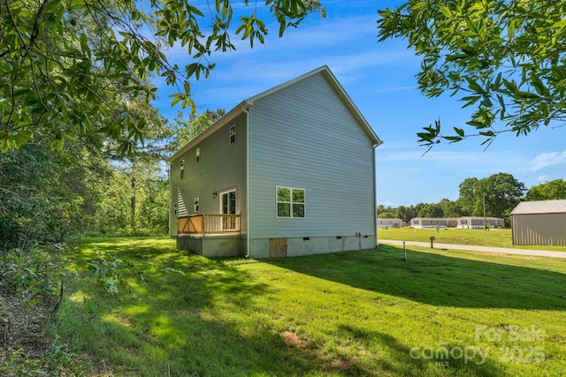 7874 Lucky Creek Ln, Denver, NC 28037 - view of property exterior featuring a lawn, crawl space, and a deck