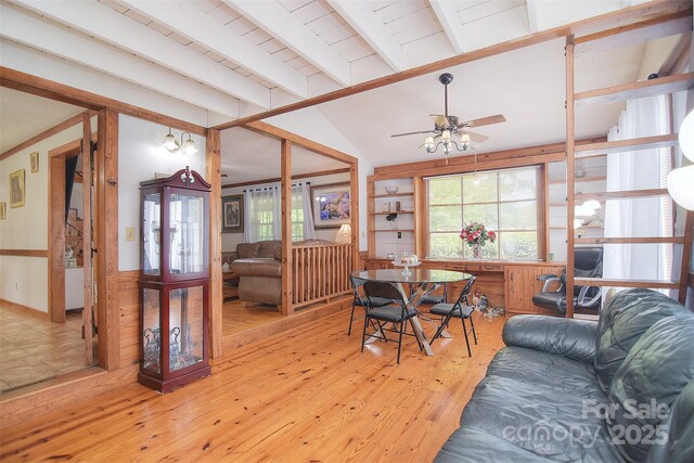 109 Larch Rd, Salisbury, NC 28147 - dining room featuring plenty of natural light, hardwood / wood-style flooring, a ceiling fan, and wainscoting