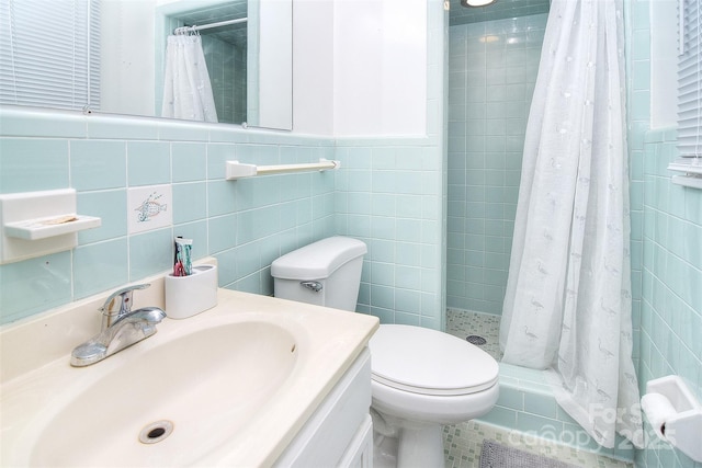 109 Larch Rd, Salisbury, NC 28147 - bathroom featuring tile walls, tiled shower, and vanity