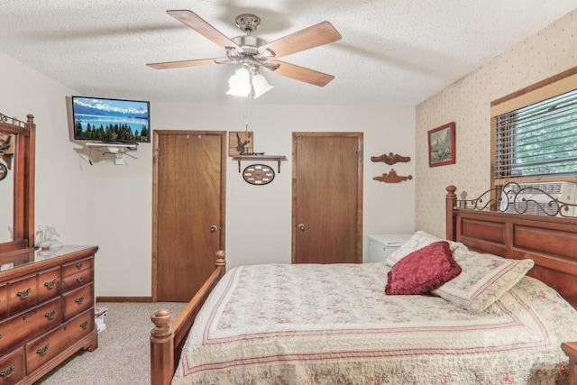 46 Thrush Dr, Maggie Valley, NC 28751 - carpeted bedroom with a textured ceiling and ceiling fan