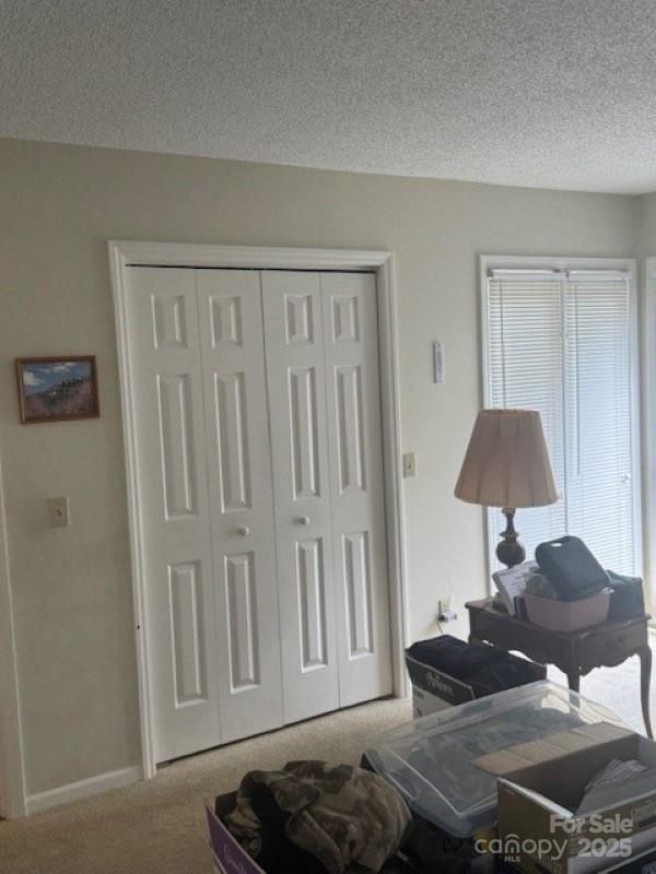 240 Goshen Ter, Wilkesboro, NC 28697 - carpeted bedroom with multiple windows, a closet, a textured ceiling, and baseboards