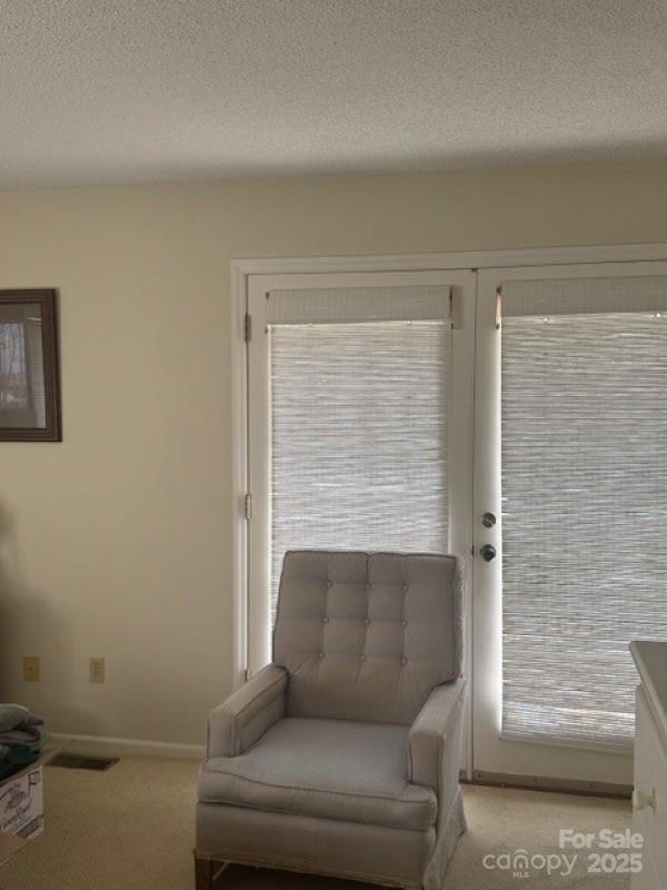 240 Goshen Ter, Wilkesboro, NC 28697 - living area with carpet flooring, a textured ceiling, and baseboards