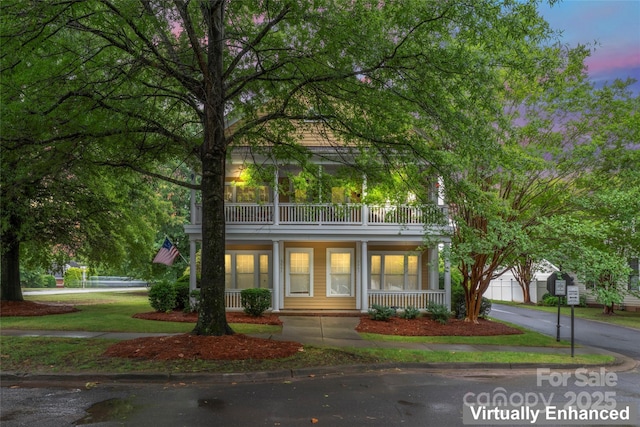 3007 Colonel Springs Way, Fort Mill, SC 29708 - view of front of home with covered porch, a balcony, and driveway