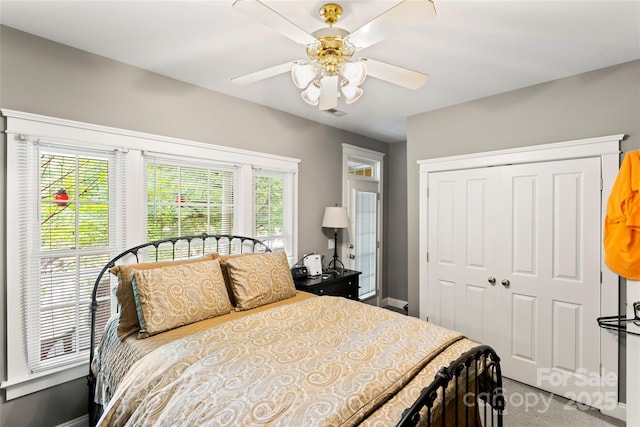 3007 Colonel Springs Way, Fort Mill, SC 29708 - bedroom featuring a closet, carpet floors, baseboards, and ceiling fan
