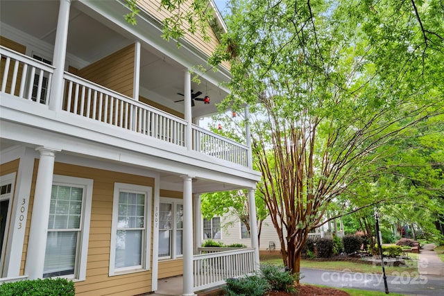 3007 Colonel Springs Way, Fort Mill, SC 29708 - view of home's exterior with a balcony, covered porch, and a ceiling fan