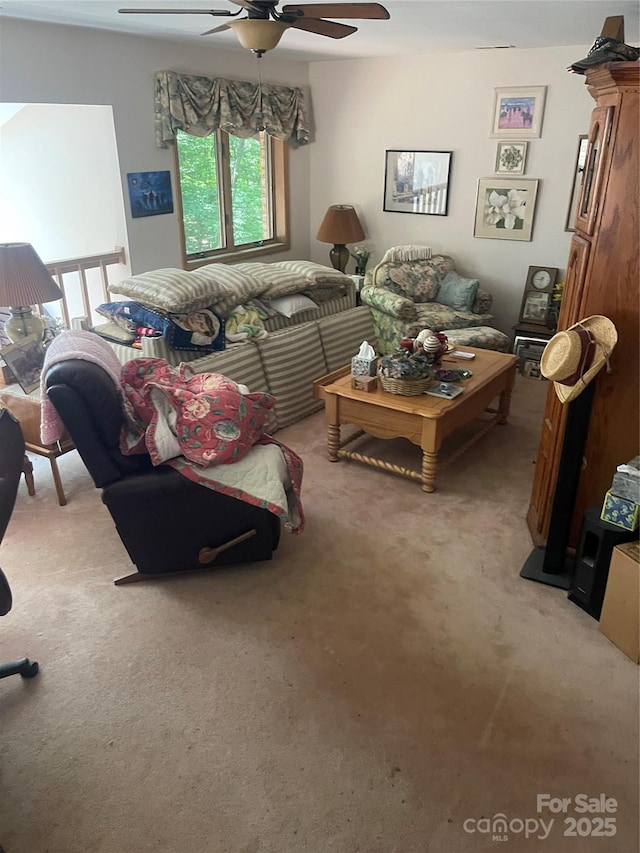 2505 White Thorne Ln, Waxhaw, NC 28173 - carpeted living area featuring ceiling fan