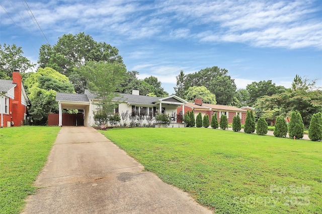 2421 Shamrock Dr, Charlotte, NC 28205 - ranch-style home featuring driveway, a front yard, and an attached carport