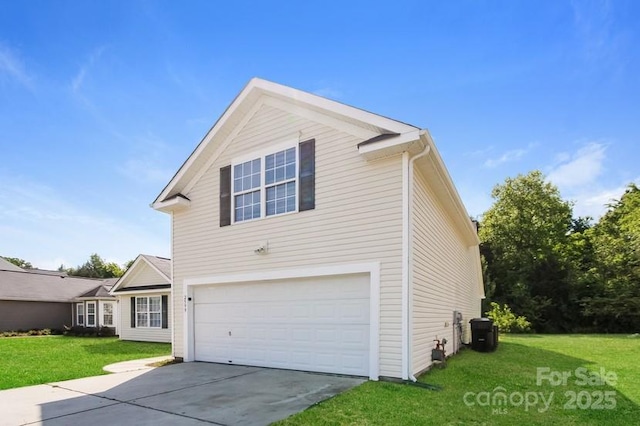 2599 April Showers Ln, Rock Hill, SC 29730 - view of front facade with a garage, driveway, a front yard, and central air condition unit
