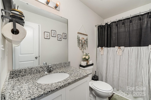 1405 Amberlight Cir, Salisbury, NC 28144 - bathroom with vanity, toilet, and curtained shower