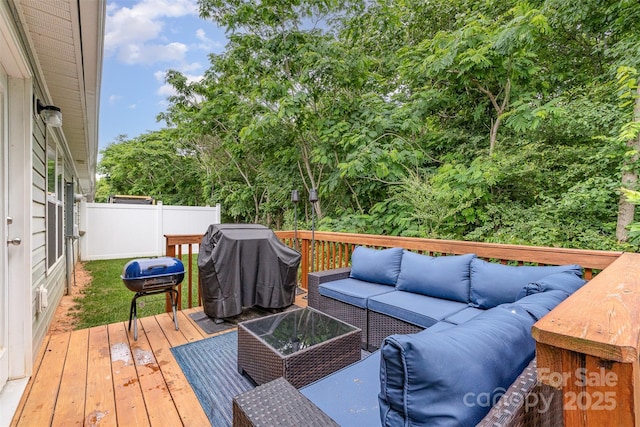 1405 Amberlight Cir, Salisbury, NC 28144 - wooden deck featuring outdoor lounge area and area for grilling